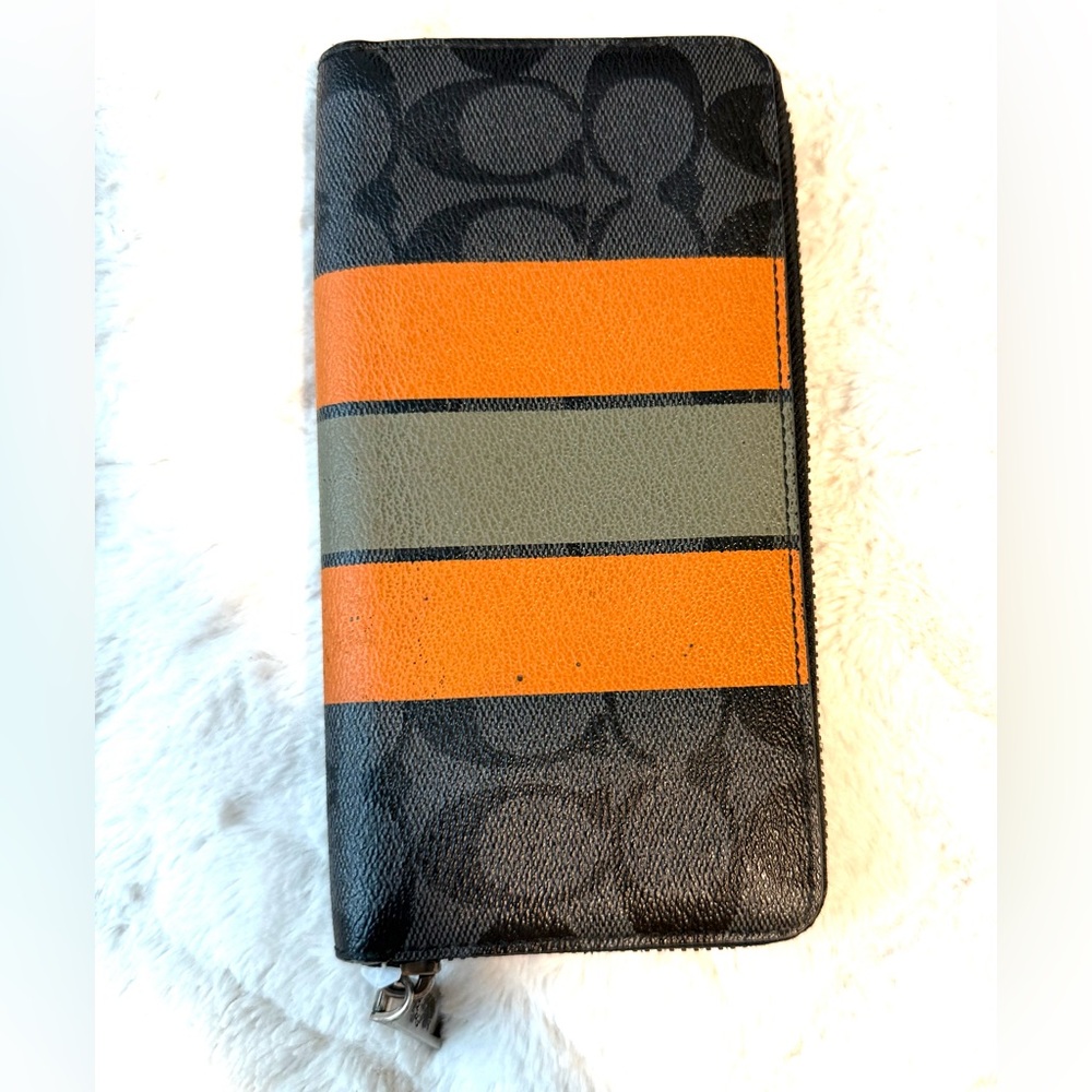 Coach Black and Orange Stripe Wallet